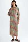 Cubes print twill straight-fit dress