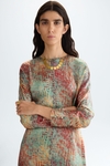 Cubes print twill straight-fit dress