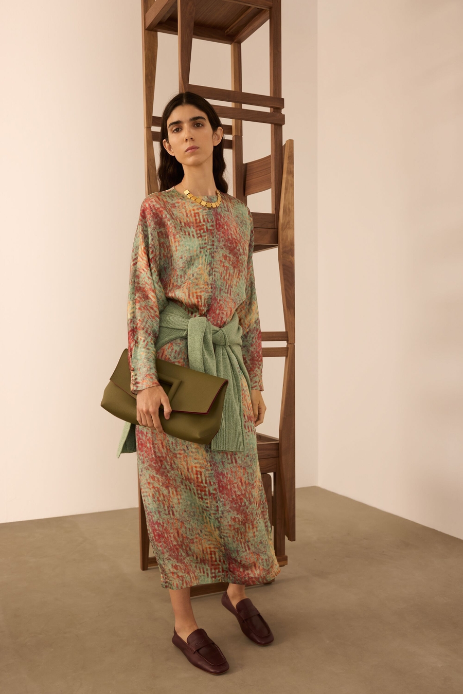VESTIDO RECTO TWILL ESTAMPADO CUBOS