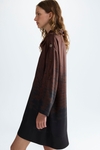 Lettering print twill cocoon dress