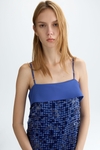 Sequinned satin straight-fit dress
