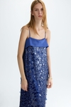 Sequinned satin straight-fit dress