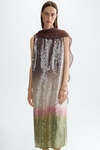 Sequinned georgette straight-fit dress with shawl