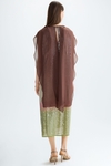 Sequinned georgette straight-fit dress with shawl