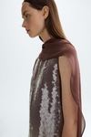Sequinned georgette straight-fit dress with shawl