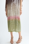 Sequinned georgette straight-fit dress with shawl