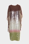 Sequinned georgette straight-fit dress with shawl