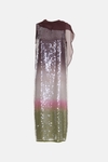 Vestido recto georgette lentejuelas chal