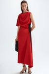 Obi asymmetric satin midi dress