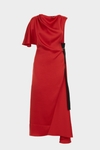Obi asymmetric satin midi dress