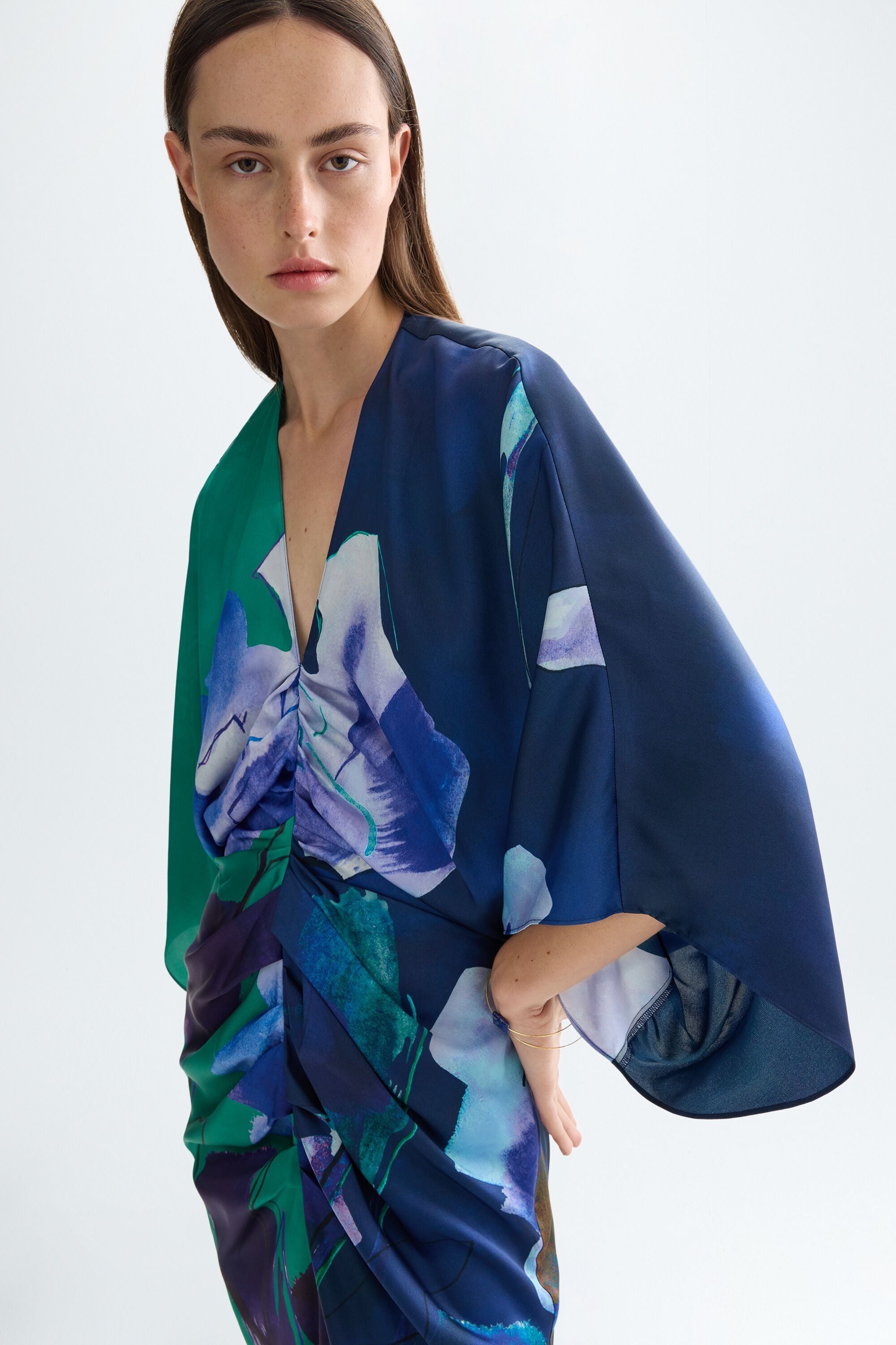 fitted kaftan dress Silk Kaftan Dress in Azure main image 0