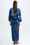 Print twill fitted kaftan-style dress