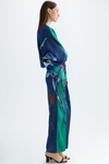 Print twill fitted kaftan-style dress