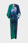 Print twill fitted kaftan-style dress
