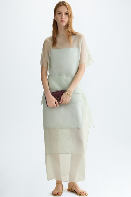 LAYERED SILK ORGANZA FITTED DRESS