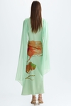 Print twill fitted dress with scarf