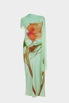 Print twill fitted dress with scarf