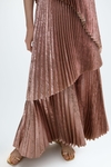 Pleated lamé halter dress