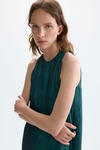 Organza straight-fit dress with feathers