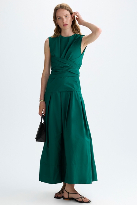 TAFFETA FITTED MIDI DRESS