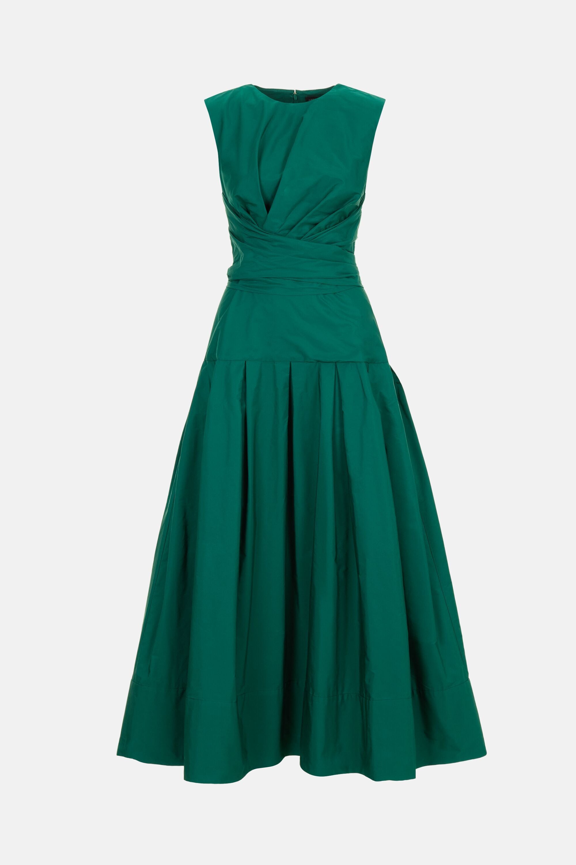 green taffeta midi dress Taffeta fitted midi dress green