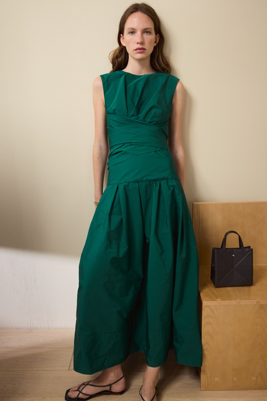 TAFFETA FITTED MIDI DRESS