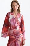 Print twill fitted dress