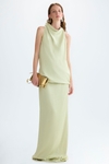 Draped satin straight-fit long dress