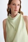 Draped satin straight-fit long dress