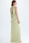 Draped satin straight-fit long dress