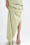 Draped satin straight-fit long dress