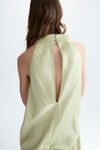 Draped satin straight-fit long dress