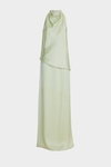 Draped satin straight-fit long dress