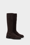 Suede flat high boots