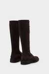 Suede flat high boots