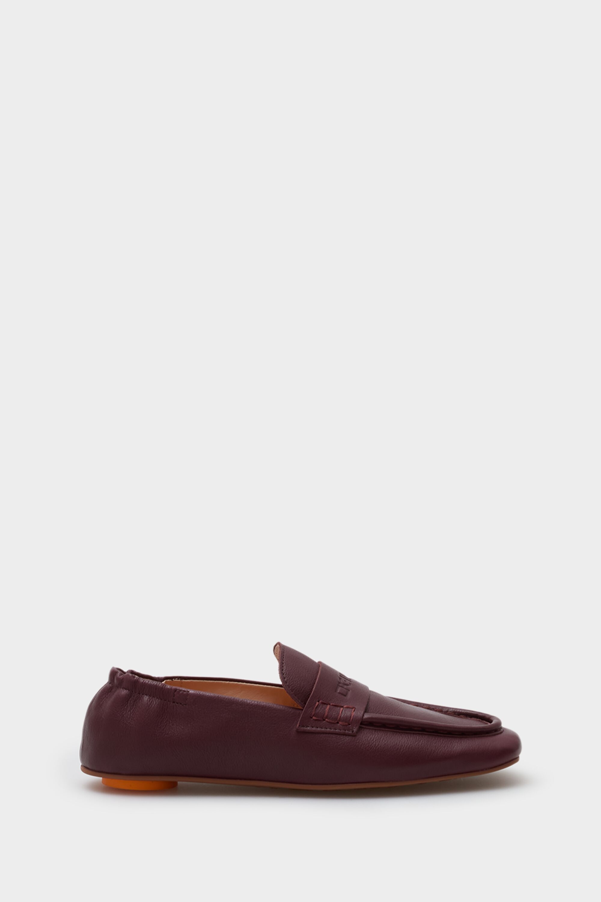 Leather ruched loafers