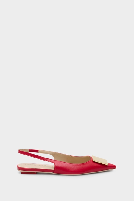 CUBE LEATHER SLINGBACK FLATS