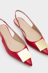 Cube leather slingback flats