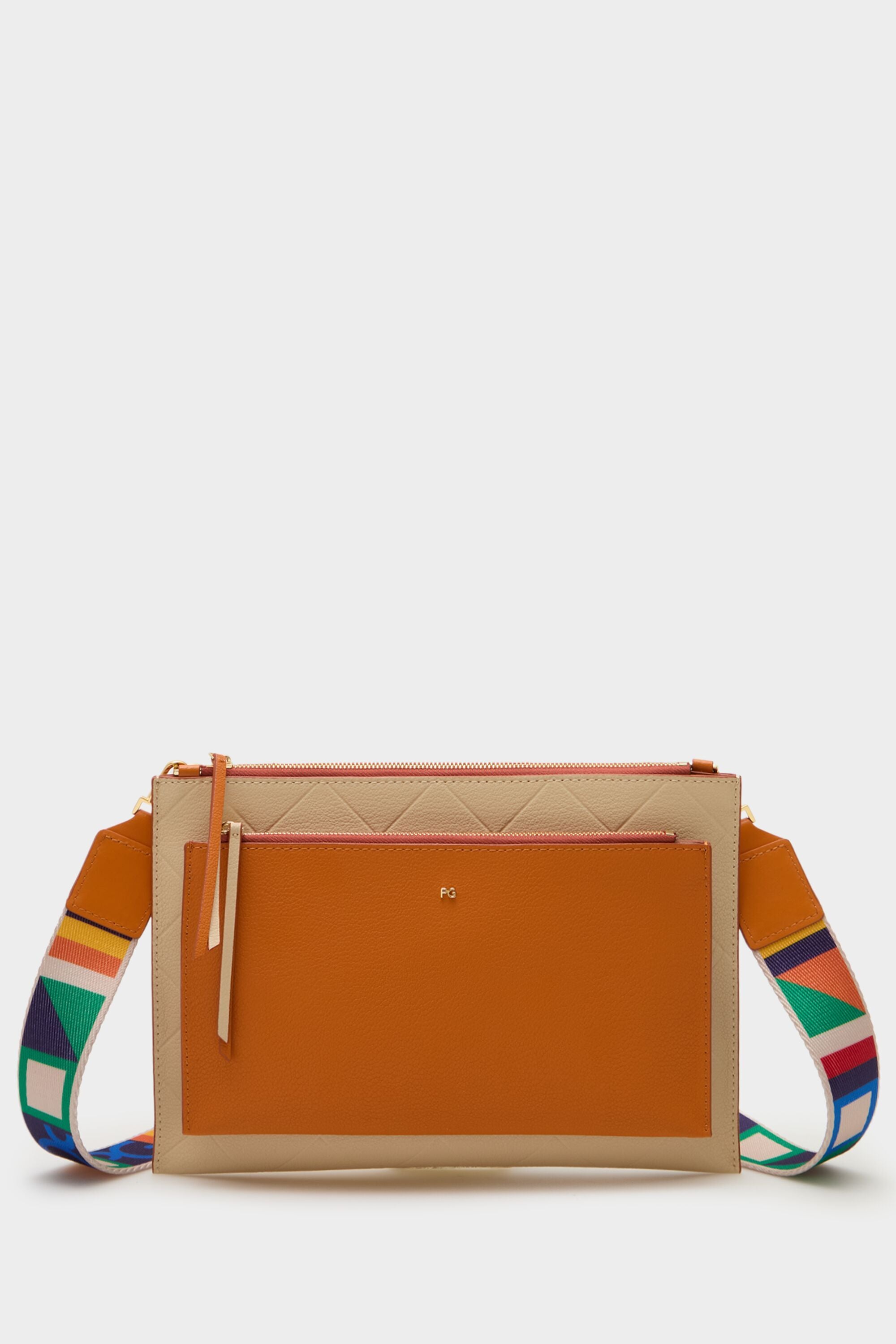 ポプリ　2 Tándem double crossbody bag gardenia/apricot - Purificacion Garcia