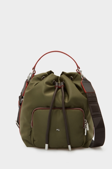 NYLON CROSS BODY BUCKET BAG