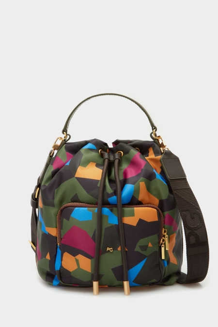 NYLON CROSS BODY BUCKET BAG