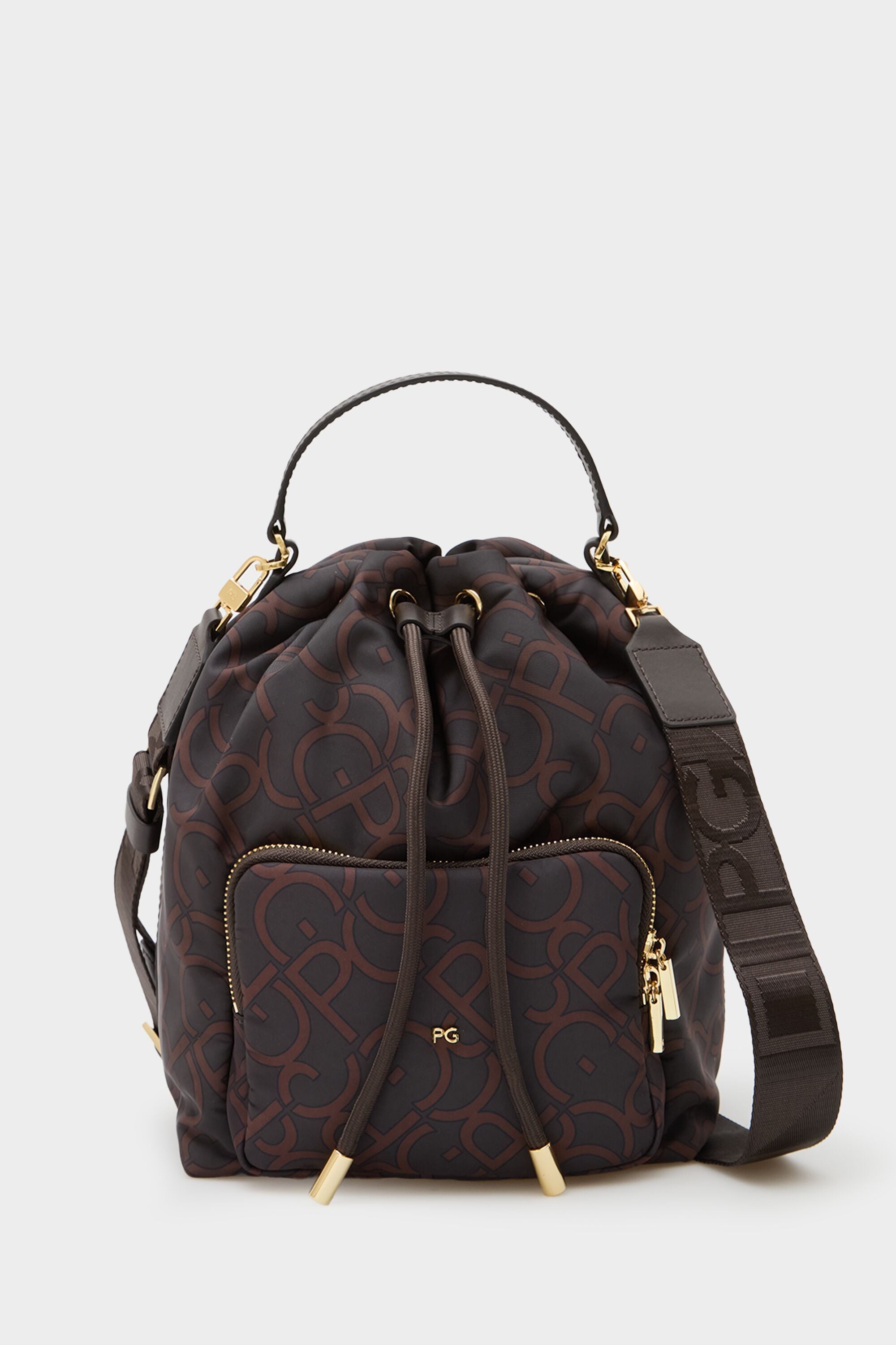 Nylon crossbody bucket bag brown - Purificacion Garcia United States