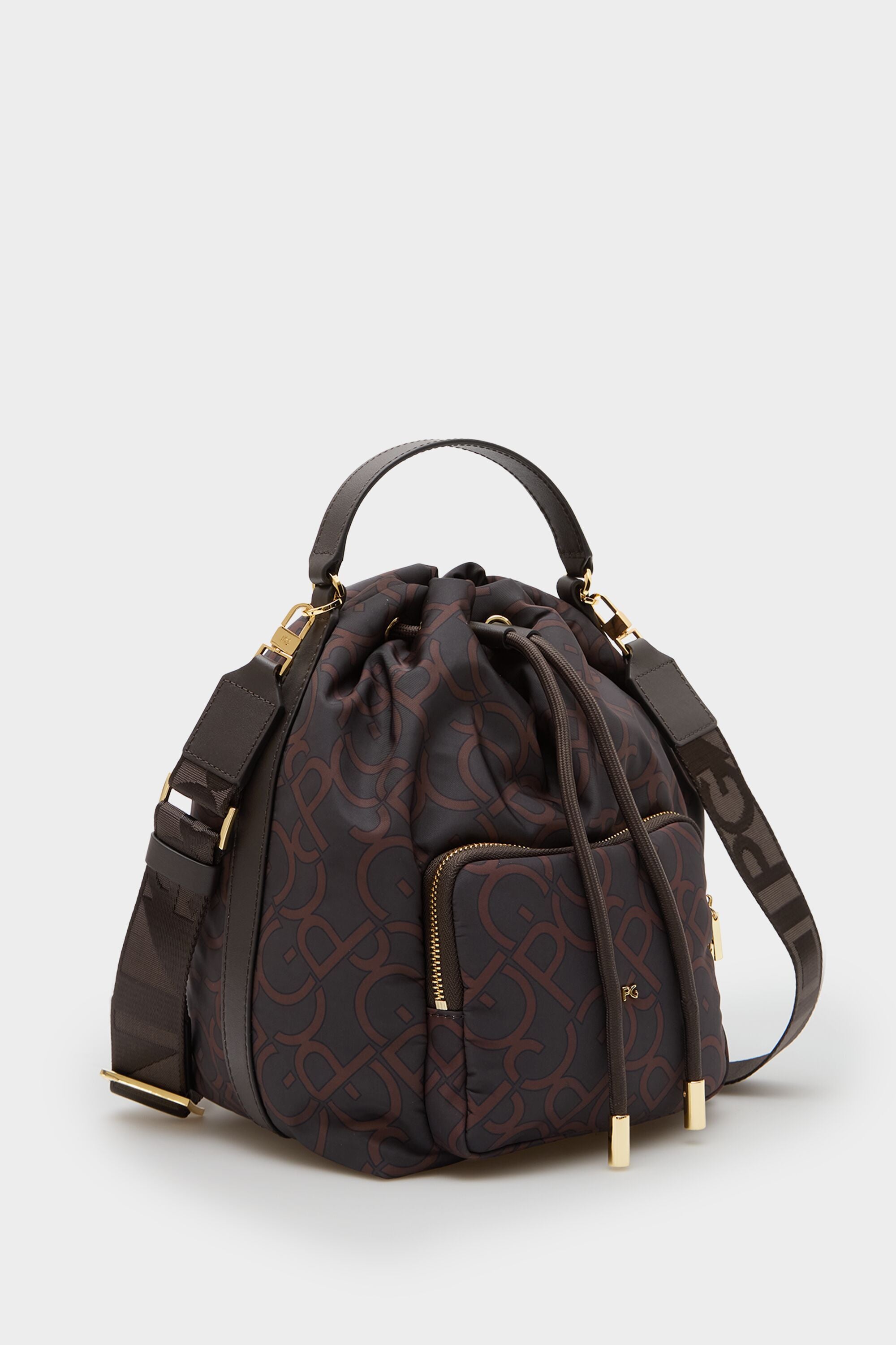 Nylon crossbody bucket bag brown - Purificacion Garcia United States
