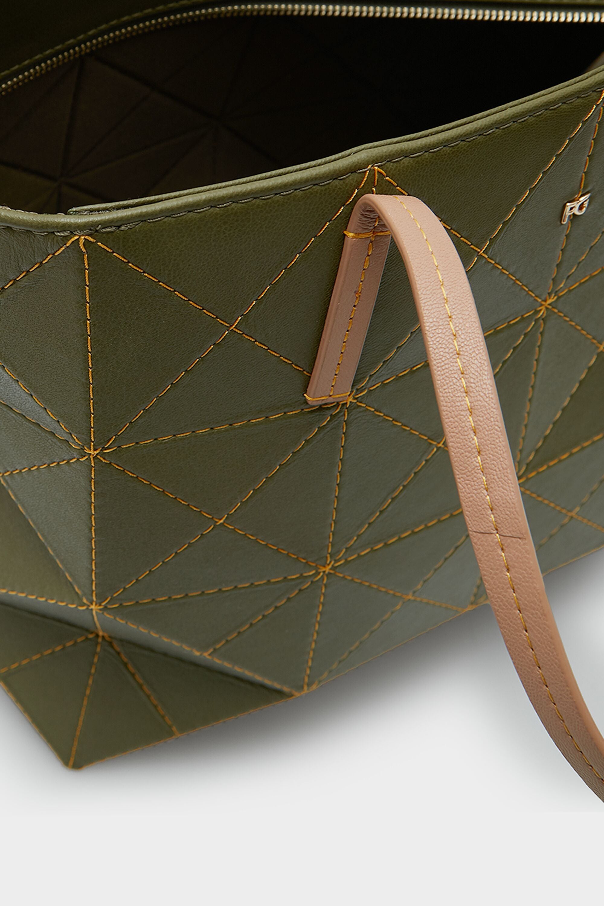 【Purificacion Garcia】ジュートバッグ Origami zipped shoulder bag beige - Purificacion Garcia
