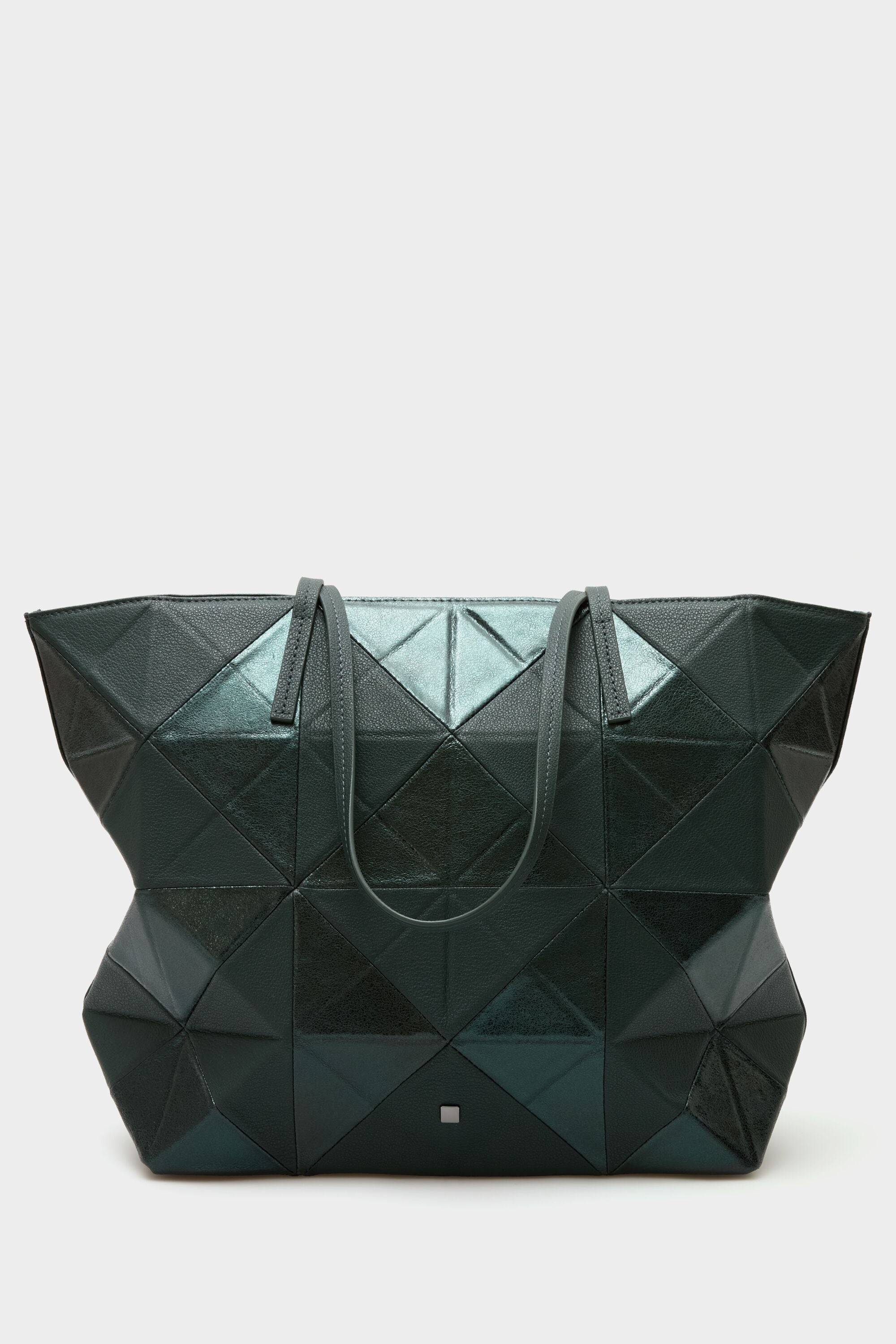 【Purificacion Garcia】折り紙デザイン☆レザートートバッグ Origami zipped shoulder bag british green - Purificacion
