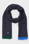 Polka dot linen-blend scarf