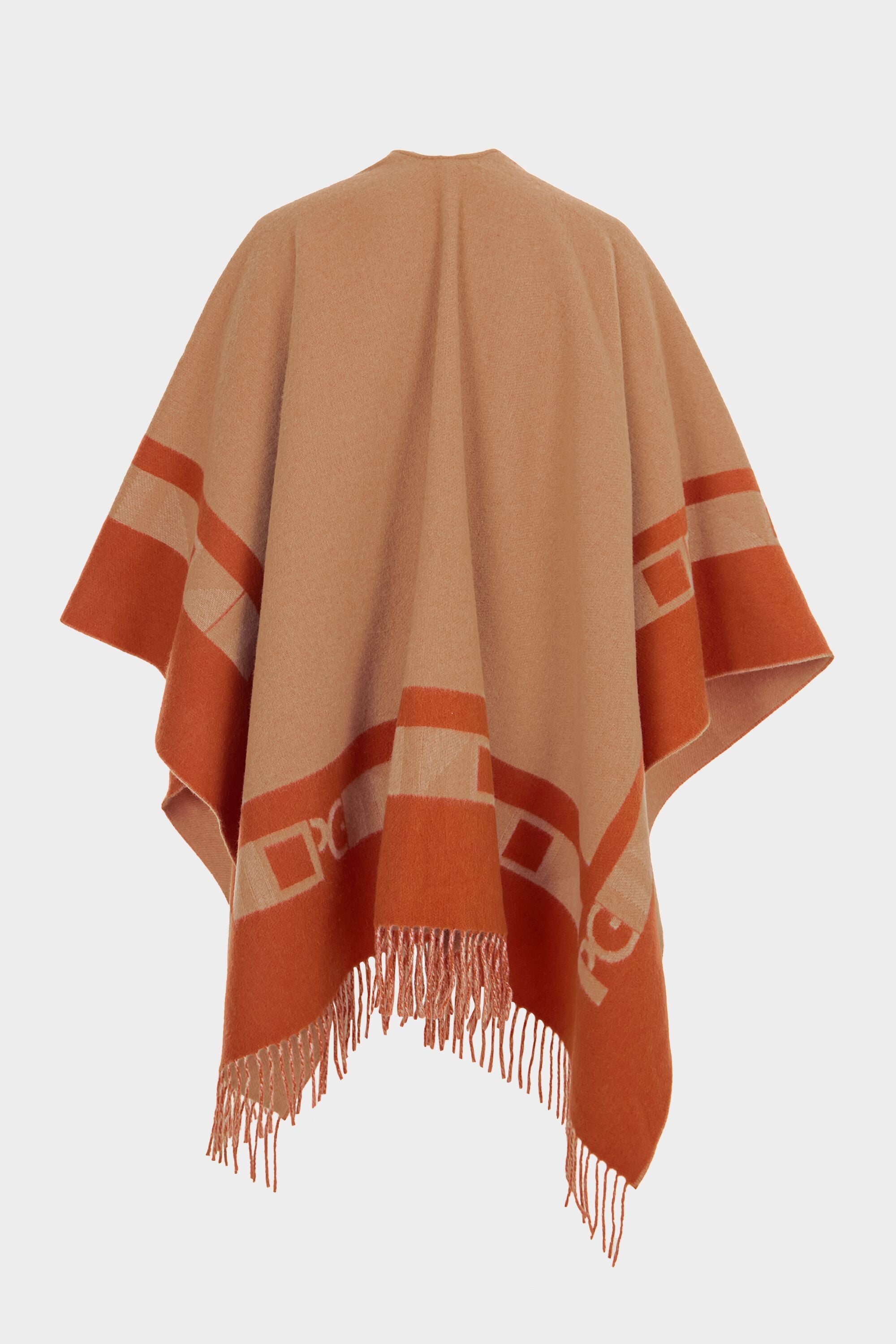 PG Tape wool poncho orange/camel - Purificacion Garcia United States
