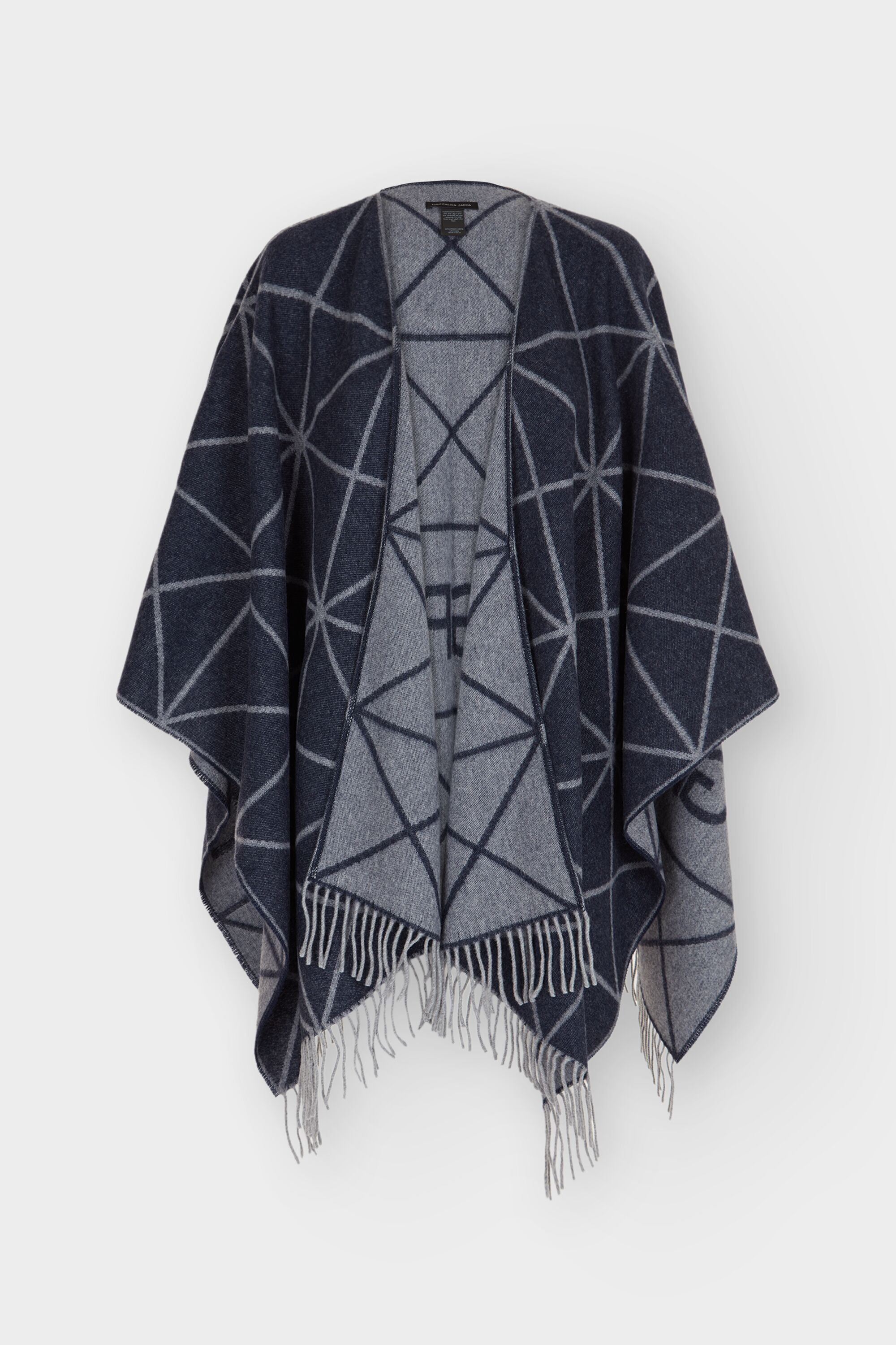 Origami wool reversible poncho