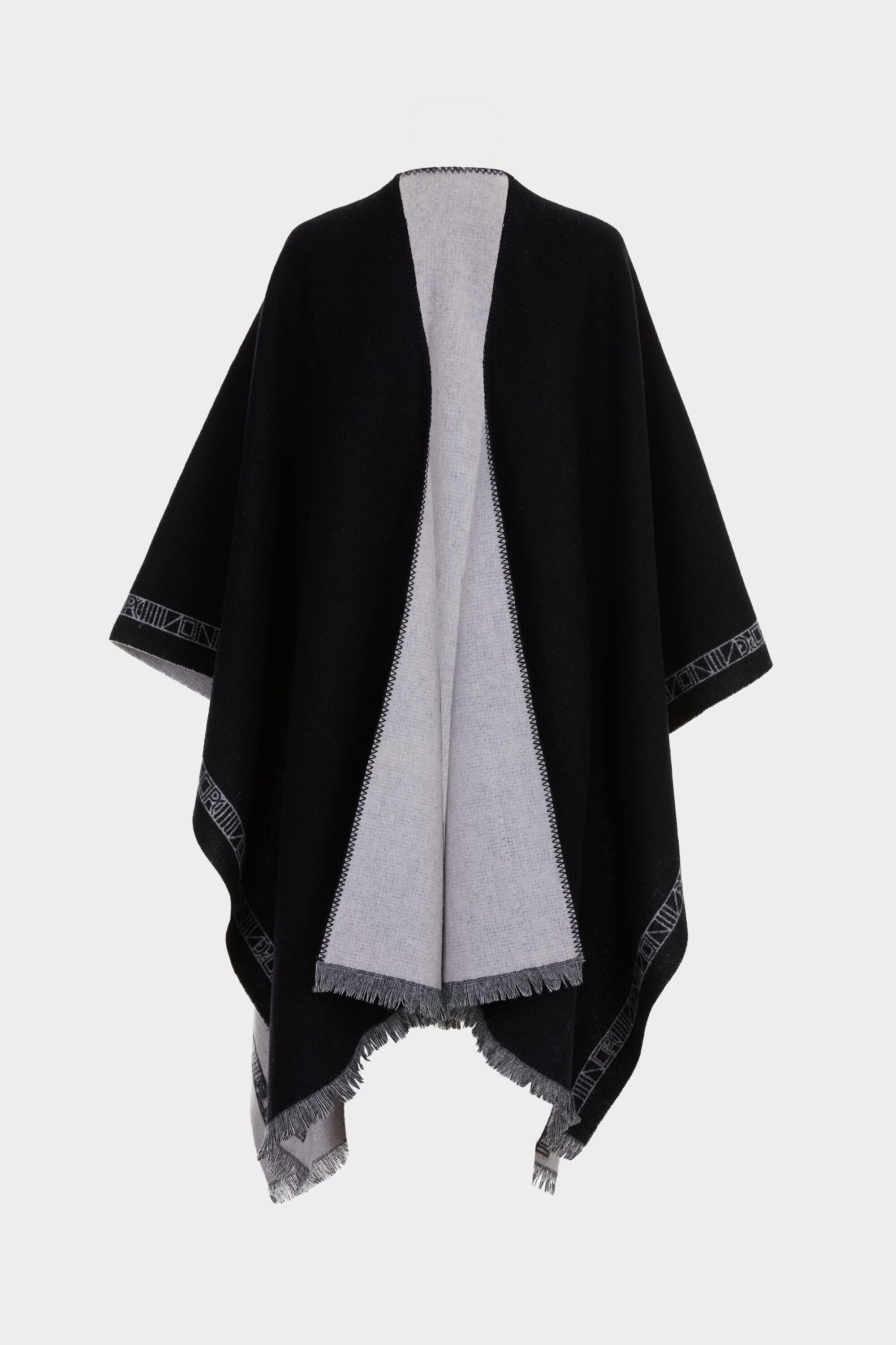 Cinta PG wool reversible poncho black/ivory - Purificacion Garcia