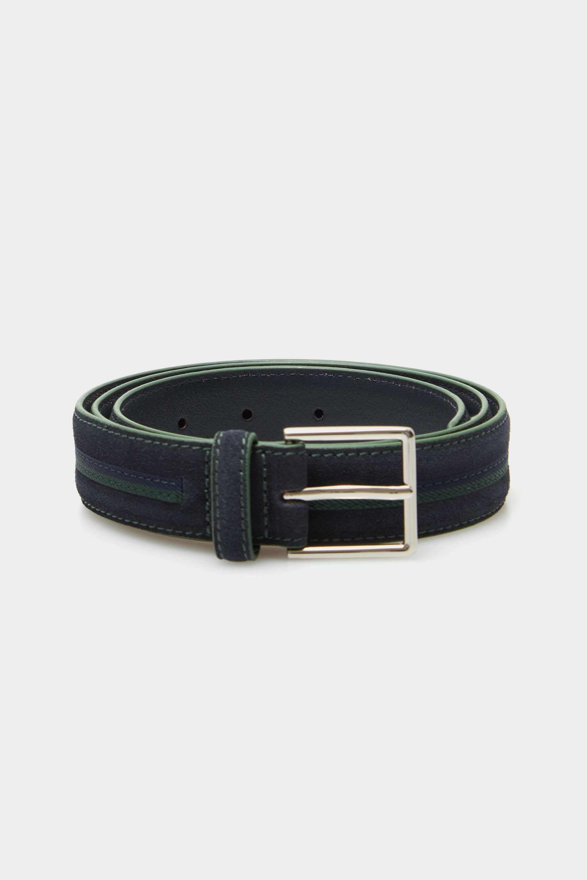 Grosgrain-detailed suede belt